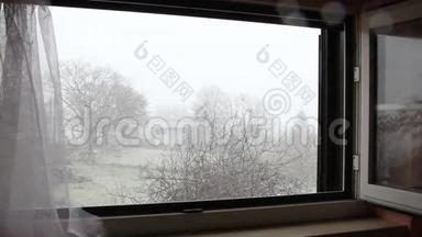 窗外的降雪景色